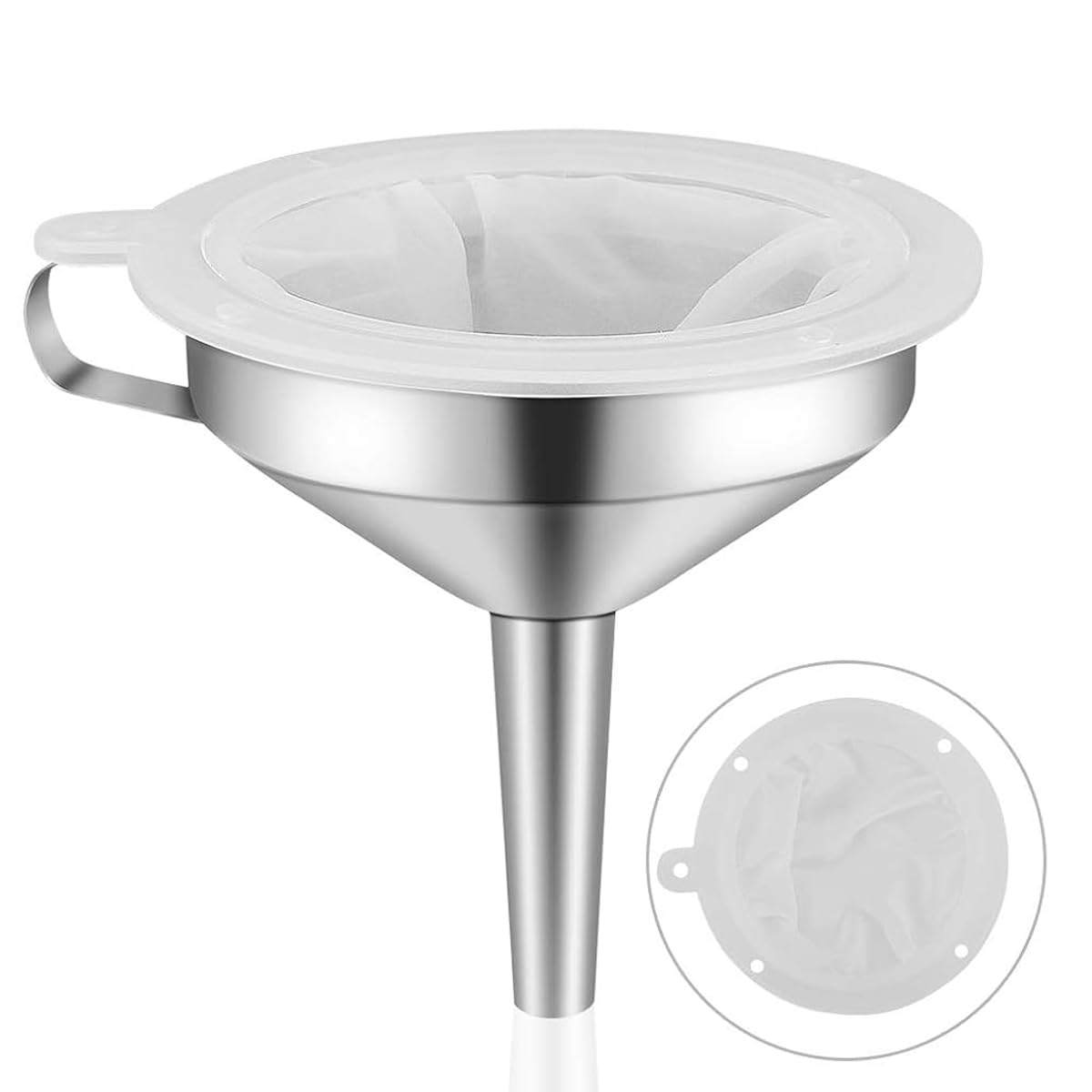 HASTHIP Kitchen Funnel 5.12 Inches Stainless Steel Funnel with 100 Mesh Strainer Food Grade Stainless Steel Funnel for Oil, Homemade Drinks, Wines, DIY Craft Making HASTHIP Kitchen Funnel 5.12 Inches Stainless Steel Funnel with 100 Mesh Strainer Food Grade Stainless Steel Funnel for Oil, Homemade Drinks, Wines, DIY Craft Making
